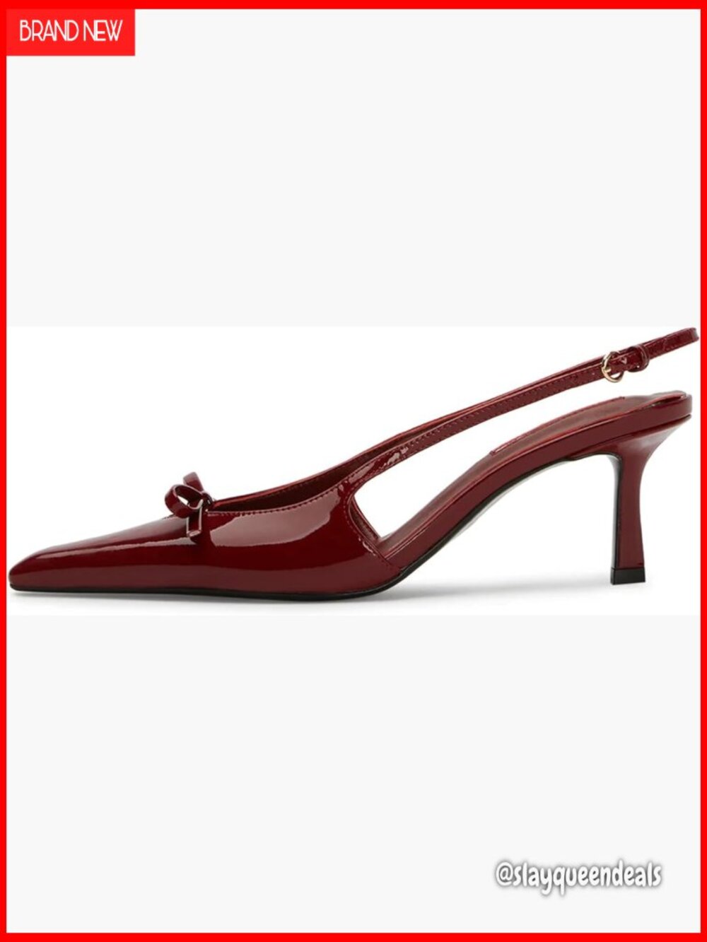 Kitten Heels Slingback Bow Ankle Strap Pointed Toe Dress Pumps Women